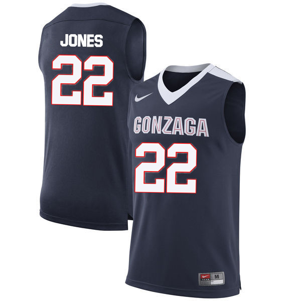 Men #22 Jeremy Jones Gonzaga Bulldogs College Basketball Jerseys-Navy